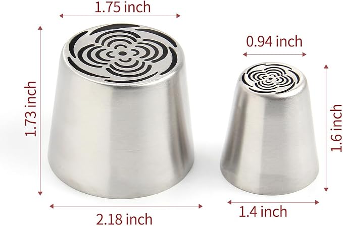 14 PCS Russian Piping Tips Set,Stainless Steel Icing Nozzles for Cake Decorating, Cream Flower Bouquet DIY Cookies, Desserts Baking Tools 1 XXL,1 XL,1 Medium Leaf,10 Piping Bags,1 Brush(S79)