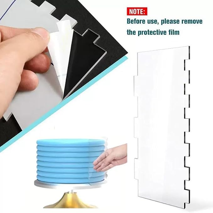 6 Pack Cake Scraper Smoother, Acrylic Double Edge Sided Patterned Cake Decorating Scraper Comb for Mousse Butter Cream Dessert Decor
