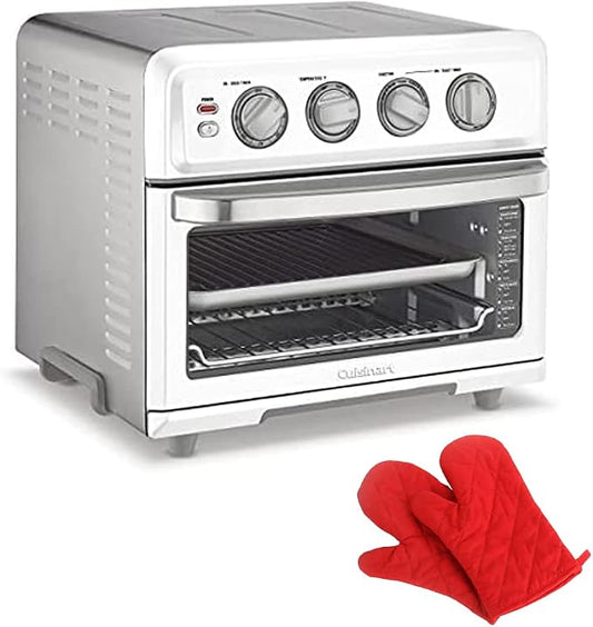 Cuisinart TOA-70W AirFryer Toaster Oven with Grill White Bundle with Deco Chef Pair of Red Heat Resistant Oven Mitt