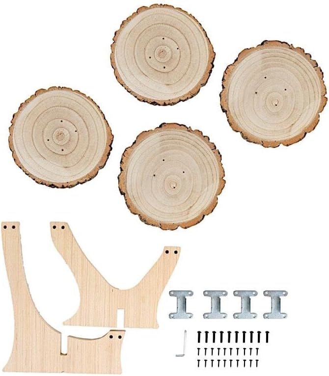 15 in Brown 4 Tier Round Natural Wood Cupcake Dessert Stand | Wooden Cup Cake Stand for Birthday Wedding Party Events Reception Catering Decorations Supplies