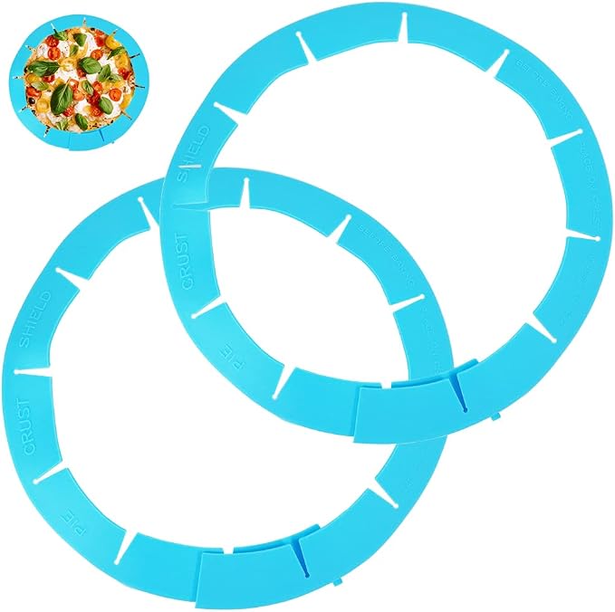 Adjustable Silicone Pie Crust Shield Pie BPA-free Protectors Cover Kitchen Tool for Baking Pie Pizza, Fits 8-11.5 Inches Pie (Blue-2pcs)