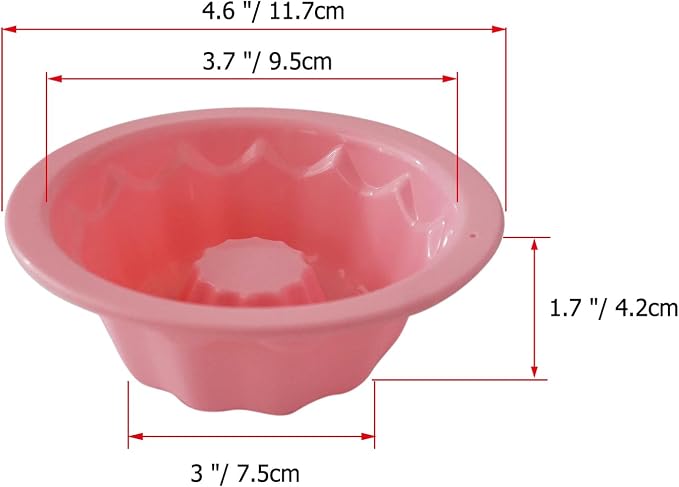 Silicone Small Fluted Cake Pans 4 Inch, Nonstick Baking Mold Pumpkin Shape, Reusable Round Mini Cake Pan Set, Individual Muffin Donut Pan for Cupcake, Jelly, Brownies- 6pcs, Pink