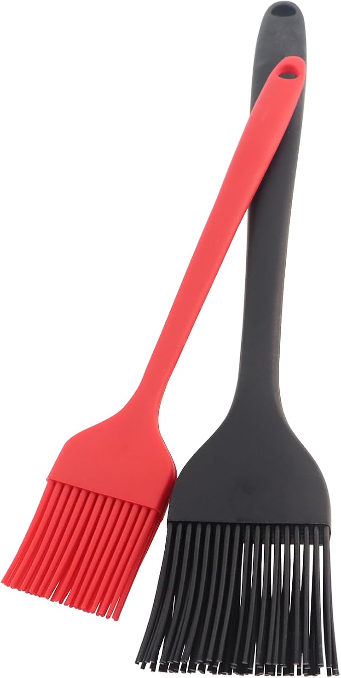 3PCS Silicone Brush Food Grade High Temperature Resistant Basting Brush For Barbecue Baking Oven Pastry Oil Soy Sauce Glazing Tool Red Black Small Size Black Large Size