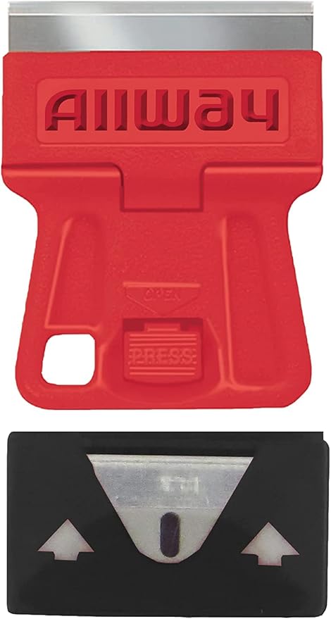 ALLWAY GSM5 Mini Glass Scraper with 5 Extra Steel Razor Blades | Easy Blade Change, Compact Size
