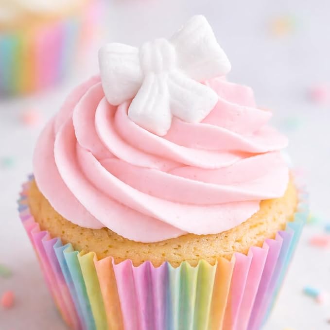 Ready to Use Sugar Decoration Toppers For Cake Cupcakes Cookies and More (White Bow)