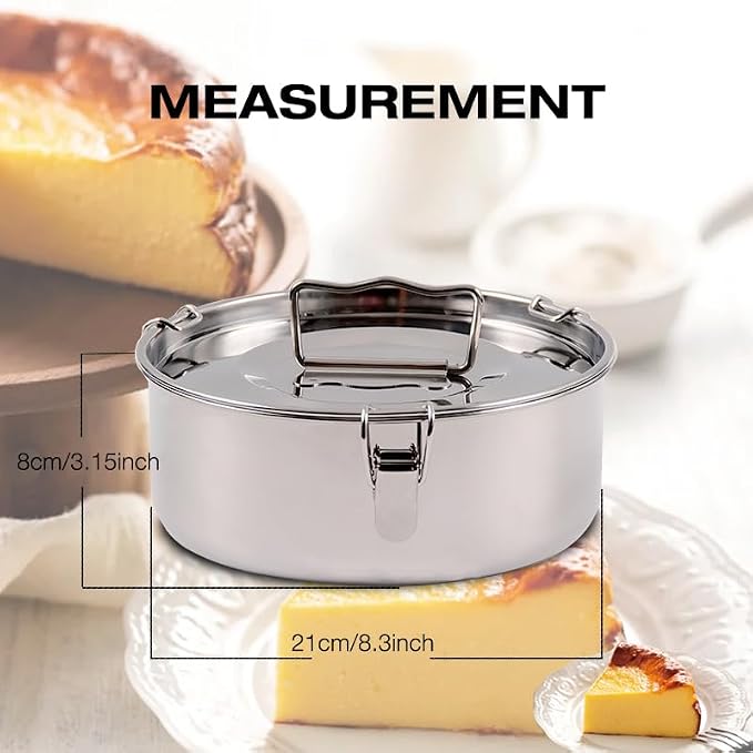 18/10 Stainless Steel Flan Pan, 80 oz Flanera Mold Cooker for Baking | Compatible with Instant Pot 6 8 10qt, Custard Pan, Flan dish with lid, Tart pan, Round fluted dish, oven safe
