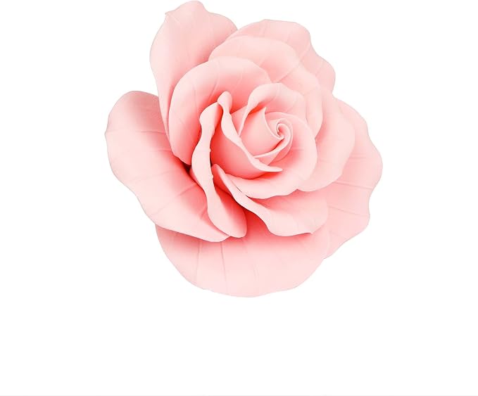O'Creme Garden Roses Gumpaste Flower Set - Pink Edible Flowers for Cake Decorating - Sugar Flowers for Cakes, Candy, Cupcakes - Wedding, Valentines Day, Baby Shower - 4 Different Sizes, 2 of Each