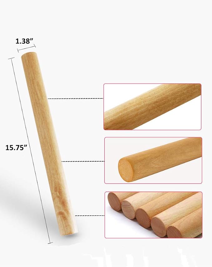 Non-stick Rolling Pin Wood Dough Roller Classic for Baking Cookie Pastry Pizza