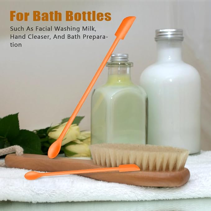 Silicone Spatula Set (6Pcs) - Mini Scraper Tool for Beauty & Food - Reach Every Last Drop, Multi-Size Spatulas for Makeup Jars, Lotion Bottles & Kitchen Containers (Orange)