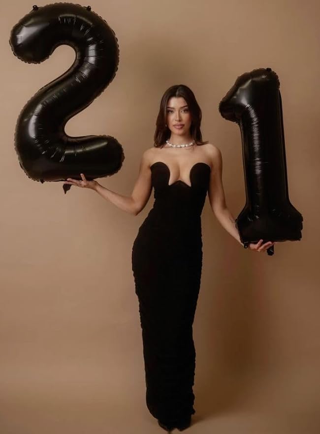 40 Inch Balloons Number, Black 16th Birthday Decorations for 1 6 16 61, Large Foil Sweet 16 Balloons Number for Wedding Memorial Day's Photo Shoot Decoration