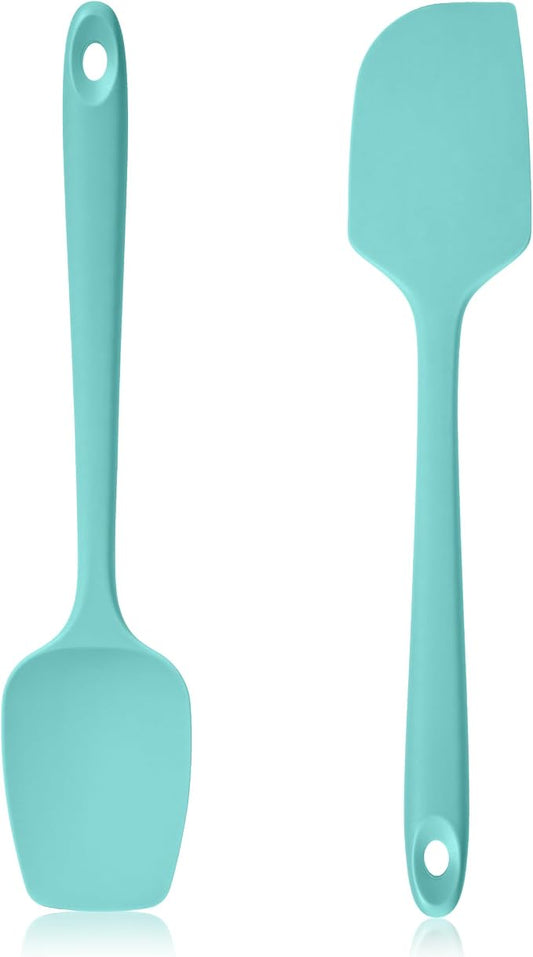600ºF Heat Resistant Silicone Spatula Spoonula Set of 2, Aqua Sky | High Heat Food Safe Kitchen Use Scraper for Cooking Baking Mixing Scraping Stirring Cake Nonstick Cookware Pan Bowl