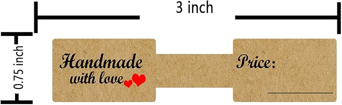 Top label Handmade with Love Sticker, Jewlry Price Tags, Rings Indentification Tags, 3x0.75 Inch, 300 Pcs Per Roll