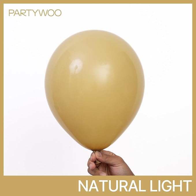 PartyWoo Tan Balloons 100 pcs Different Sizes of 18 12 10 5 Inch Light Brown Neutral Boho Coffee Balloon Arch Kit Garland for Wedding Baby Shower Safari Woodland Birthday Party Decorations Tan-F19