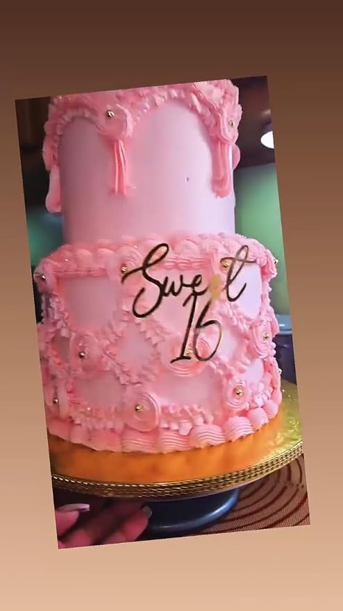 Sweet 16 Cake Topper, Gold Acrylic Finally 16 Cheers to 16 Years Cake Decoratio,16th Birthday Party Decoration,Sweet Sixteen Theme Party Decorations for Birthday Anniversary Wedding Party Cake Decor