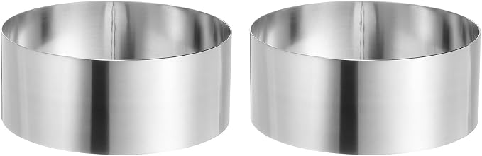 HARFINGTON 2PCS Round Cake Ring 5 x 2 Inch Seamless Stainless Steel Pastry Mousse Dessert Ring Mirror Coating for Baking Cooking Making Tool