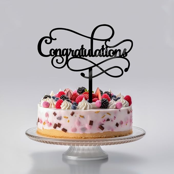 Congratulations Cake Topper,Congratulations 2026 Graduation Cake Topper,Graduation, Wedding, Retirement, Birthday, Anniversary, Celebration Party Decorations Supplies (Acrylic Black)