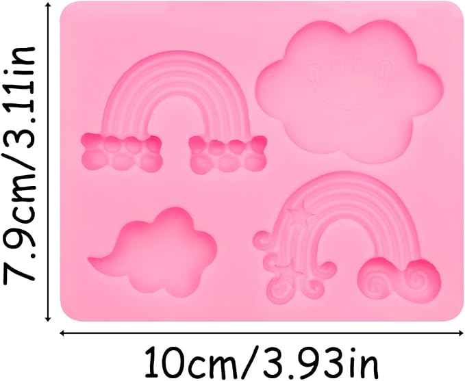 Rainbow Cloud Silicone Fondant Molds 2 Pcs for Chocolate Cake Decoration Candy Cupcake Topper Cake Polymer Clay Crafts Epoxy Resin