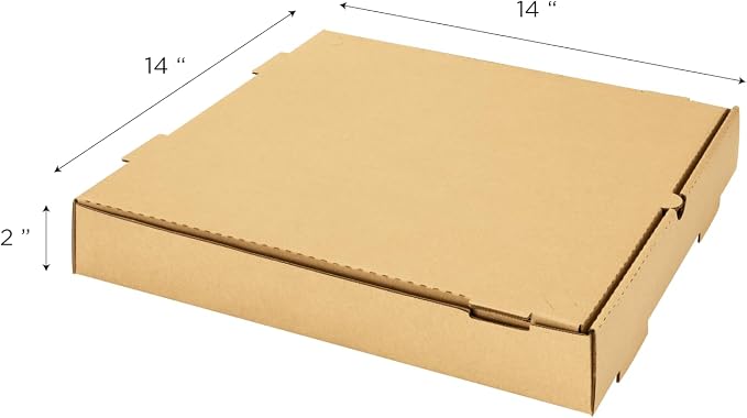 Karat Pizza Boxes 14" x 14" x 2" [50 Pack] Kraft Corrugated Boxes | Ventilated, Grease-Resistant, Durable for Pizza, Catering or Shipping Use