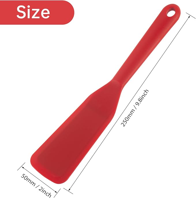2 Pack Silicone Thin Omelet Turner, Heat Resistant Crepe Spatula for Nonstick Cookware, Pancake Spatula for Egg Cake Pizza Steak Omelet Crepes (Red,Black)
