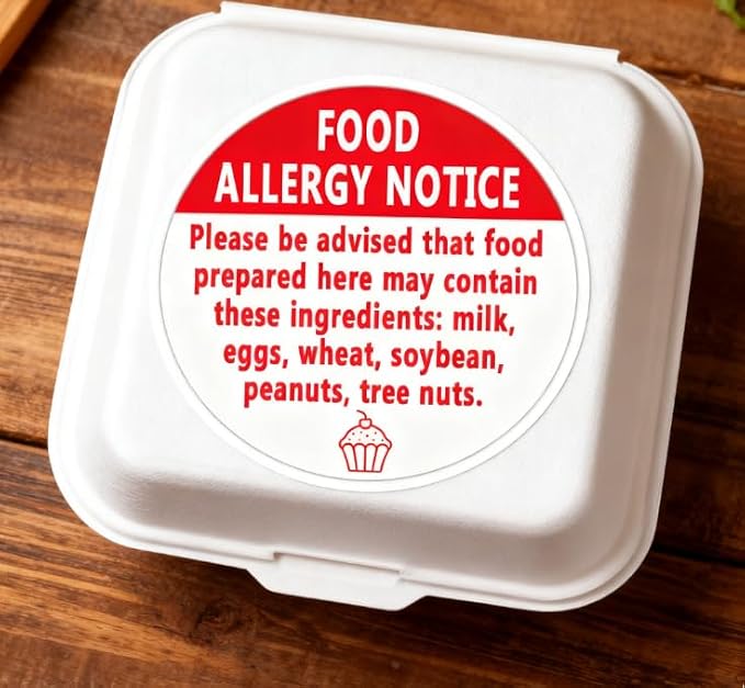 500 Pcs Food Allergy Stickers,1.5 Inches Allergy Warning Sticker for Cake Shop,Party,Kitchen,Restaurants,Food Allergy Label