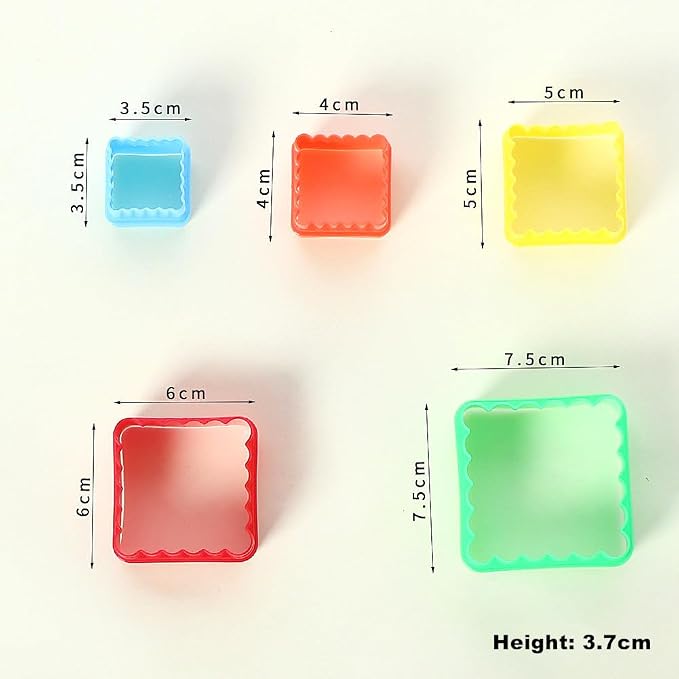 Cookie Cutter Set for Baking, 5PCS Sandwich Fondant Cake Fruit Vegetable Shapes Cutter Set (Square)