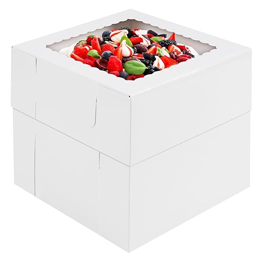 Moretoes 20pcs 8x8x8 Inches Cake Boxes with Window, White Bakery Dessert Boxes, Cajas Pasteles for Cake, Valentine's Day, Mother's Day, Birthday, Wedding, Party