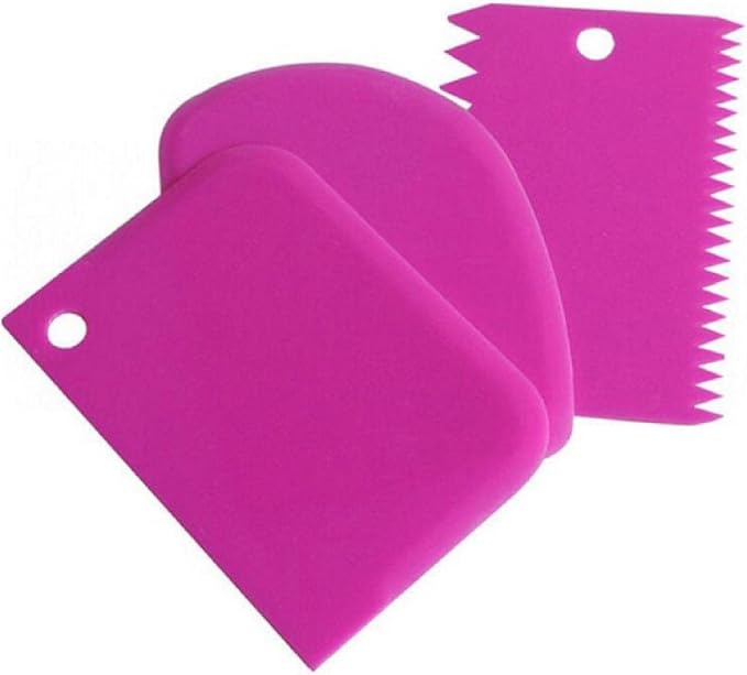 3 Pcs Cake Scraper Smoother Set, Cake Icing Smoother Tool for Cake Decorating, Plastic Dough Scraper Flexible Bowl Scraper for Baking