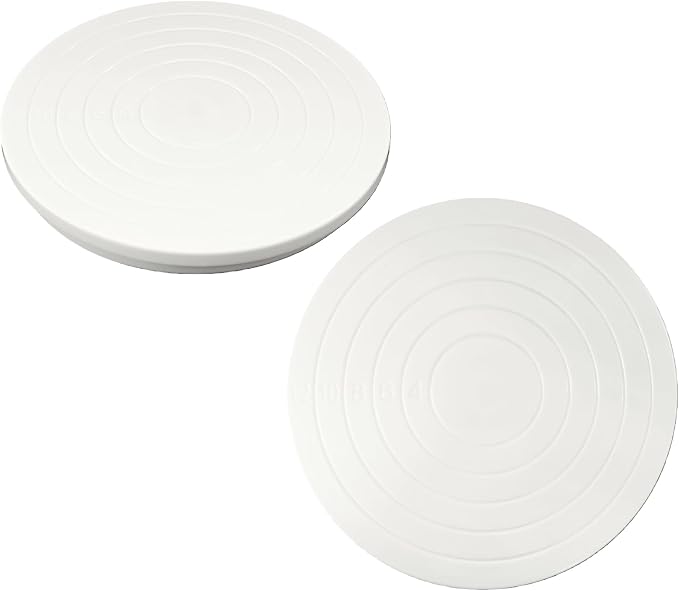 2PCS Cake Decorating Turntable 5.5inch Revolving Stand, Plastic Round Rotating Cookie Swivel for Home Kitchen Baking Tools Accessories Supplies Cupcake Pastry, White