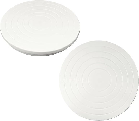 2PCS Cake Decorating Turntable 5.5inch Revolving Stand, Plastic Round Rotating Cookie Swivel for Home Kitchen Baking Tools Accessories Supplies Cupcake Pastry, White