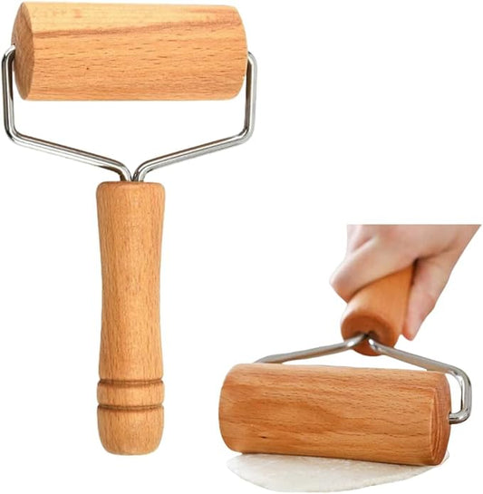 Stainless Steel & Beechwood Rolling Pin with Adjustable Thickness - Ergonomic Dumpling/Pasta Maker、Pizza, Kitchen Tool for Home Chefs, Dishwasher Safe & Rustproof Design (Y)