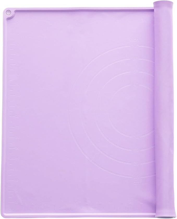 uxcell Silicone Pastry Mat, 19.7" x 15.8" Silicone Baking Mat with Measurements, Non-Stick Dough Rolling Mat for Making Pastry Cookies Bread Pizza Purple