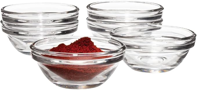 Vikko 2.2 Inch Mini Glass Bowls, Set of 6 Dipping Sauce Cups, Soy Sauce Cups, Tiny Pinch Bowls for Cooking & Dipping, Mis En Place, Stackable, Prep Bowls