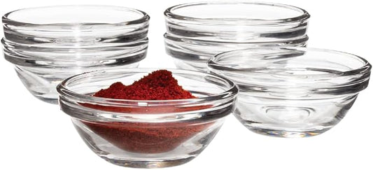 Vikko 2.2 Inch Mini Glass Bowls, Set of 6 Dipping Sauce Cups, Soy Sauce Cups, Tiny Pinch Bowls for Cooking & Dipping, Mis En Place, Stackable, Prep Bowls