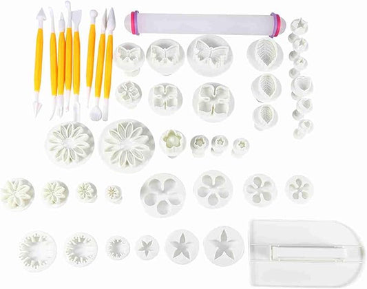 46 PCS Flower, Wish—46 Pieces Set Fondant Fondant Cake Sugarcraft Decorating Kit Ideal Sculpting Modeling Tools Cake Embossing Tool for Use with Sugar Paste Cakes Petal Craft