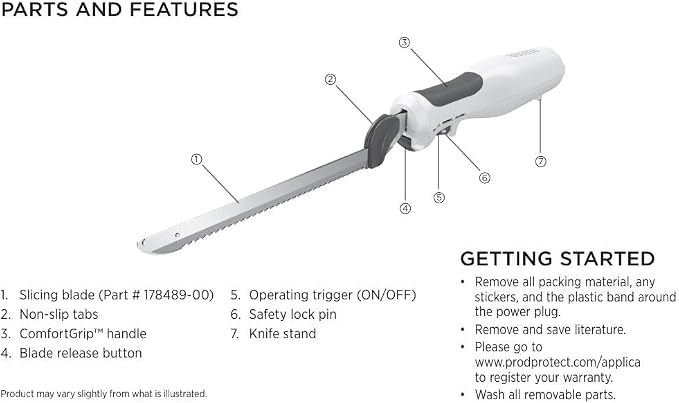 BLACK+DECKER Comfort Grip Electric Knife with 7-Inch Stainles Steel Blades & Safety Lock Button, Ideal for Carving, Slicing & Cutting Meats, Turkey Bread & Craft Foam, Dishwasher Safe (Pack of 4)