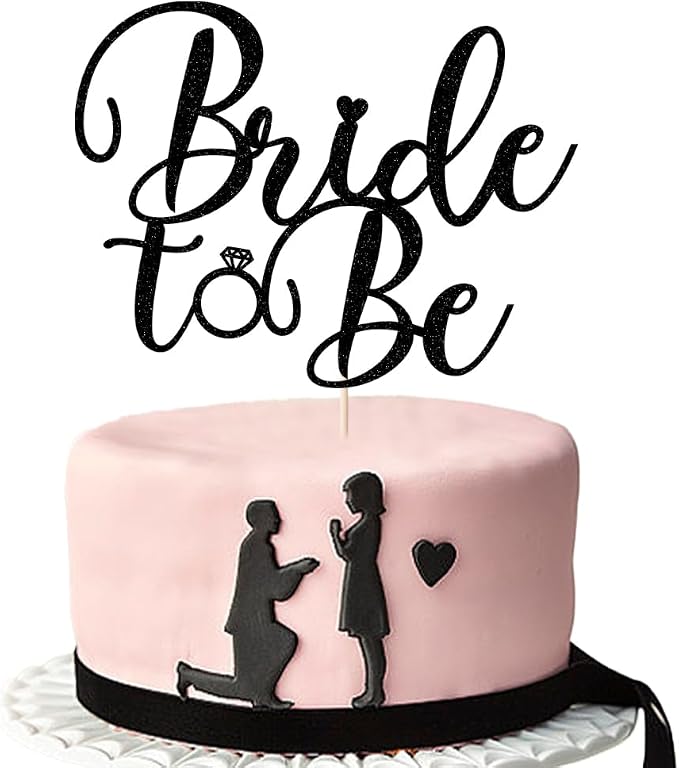Glitter Bride to Be Cake Topper - Bridal Shower Cake Topper,for Wedding Shower/Engagement/Bachelorette/Hen Party Decorations (black)