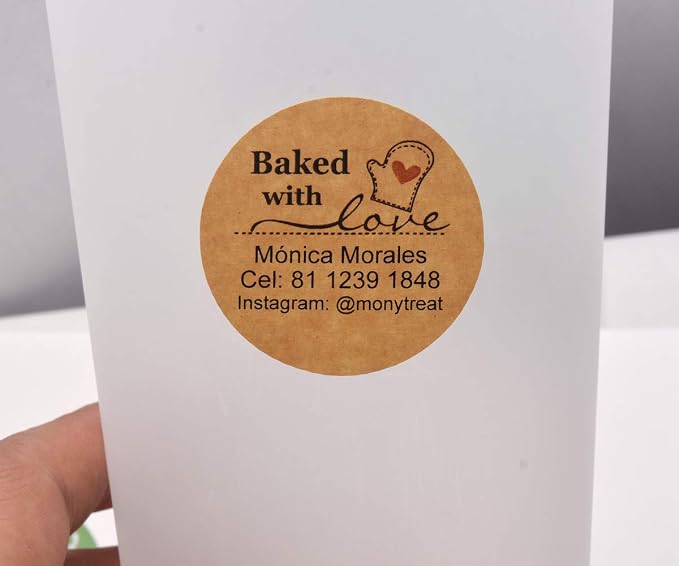 400 Pack Custom Baked with Love Label Stickers|Personalize Business Logo Labels|1.5/2inch Round Personalized Labels in Various Designs for Crafts,Baking,Gifts and Small Business