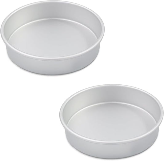 8×2 round Cake Pans Set of 2,Aluminum cake tin baing pan for birthday cake party cake (8×2 round Cake Pans, Set of 2)