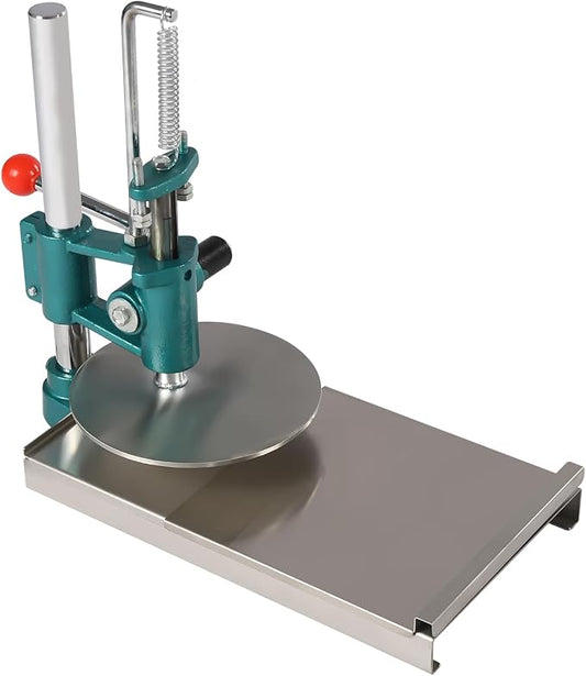 Manual Pizza Dough Press Machine, Heavy Duty Stainless Steel Pastry Sheeter, 7.9 Inch Pressing Plate with Automatic Rebound Handle & Adjustable Thickness for Home and Commercial Kitchen
