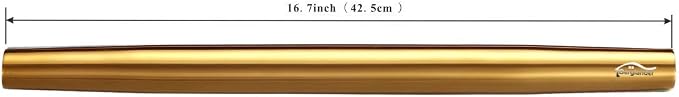 Berglander Gold Rolling Pin, 16.7 Inches Stainless Steel Matte Finish With Gold Titanium Plating Rolling Pin For Baking, Pizza, Dough, Pie, Cookie, Essential Kitchen Utensil Gift Ideas For Bakers.