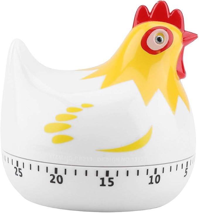 Joyzan Chicken Cartoon Kitchen Timer, Chick Hen Pattern Baking Countdown Mechanical Rotating Loud Alarm Mini Counters Timing Reminder Lovely Cute Manual Egg Animal Time Management Clock Home Study