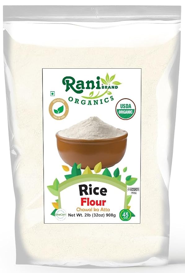 Rani Organic Rice (White) Flour 32oz (2lbs) 908g ~ All Natural | Gluten Friendly | Vegan | NON-GMO | Kosher | Indian Origin | USDA Certified Organic