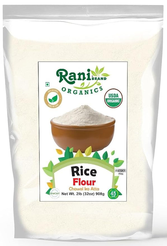Rani Organic Rice (White) Flour 32oz (2lbs) 908g ~ All Natural | Gluten Friendly | Vegan | NON-GMO | Kosher | Indian Origin | USDA Certified Organic