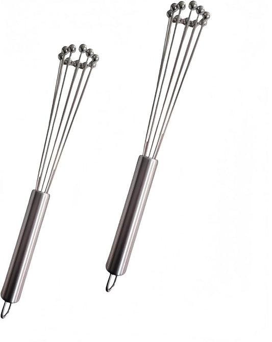 2 PCS 10.23inch Stainless Steel Ball Whisks,Durable Manual Egg Beater, Dishwashable Kitchen Whisk,Cream whisk, kitchen baking tool