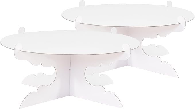 2pcs 12 inch One Tier Cardboard Cake Stands for Party, White Cupcake Stands for Birthday Wedding DIY Dessert Decoration