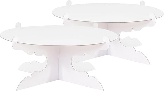 2pcs 12 inch One Tier Cardboard Cake Stands for Party, White Cupcake Stands for Birthday Wedding DIY Dessert Decoration