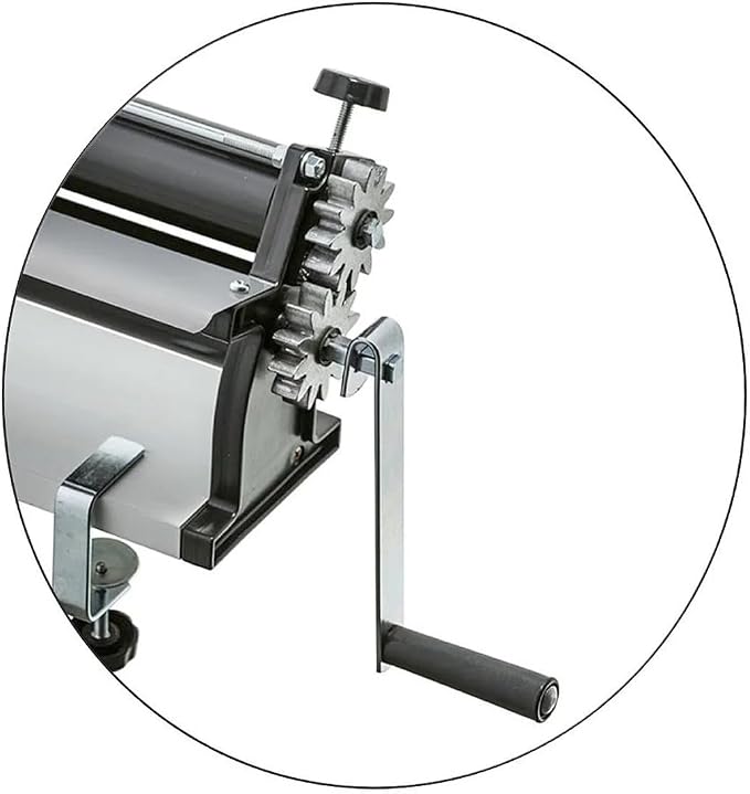18-Inch Pizza Dough Roller Machine with Hand Crank - Pasta Maker, Dough Sheeter Features Non-Stick Rollers with Thickness Control - Solid Steel and Aluminum Construction
