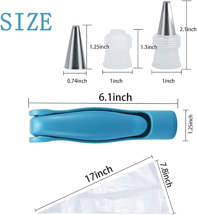 11-Piece Cake Decorating Kit – Blue DIY Cake Decor Pen Supplies with 4 Different-Shaped Nibs, 4 Nozzles Decorative Bags and 2 Couplers Icing Pens, Piping Tips & Tools for Cookies, Cupcakes, Fondant