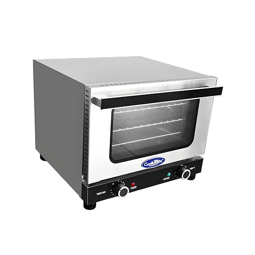 Atosa CookRite CTCO-50 Countertop Electric Convection Oven for Hotel Diner Baking | 16 1/2"H x 23"W x 23 3/10"D | Stainless Steel, Manual Control, 120V, 1550W | (Includes: Water Line Connection Kit)