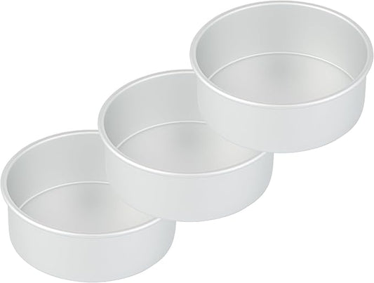 Restaurantware-Met Lux 8 x 3 Inch Straight-Sided Baking Tin, 1 Round Cake Pan - Oven-Ready, Freezable, Anodized Aluminum Round Baking Pan, Greaseproof, For Layer Birthday Cake